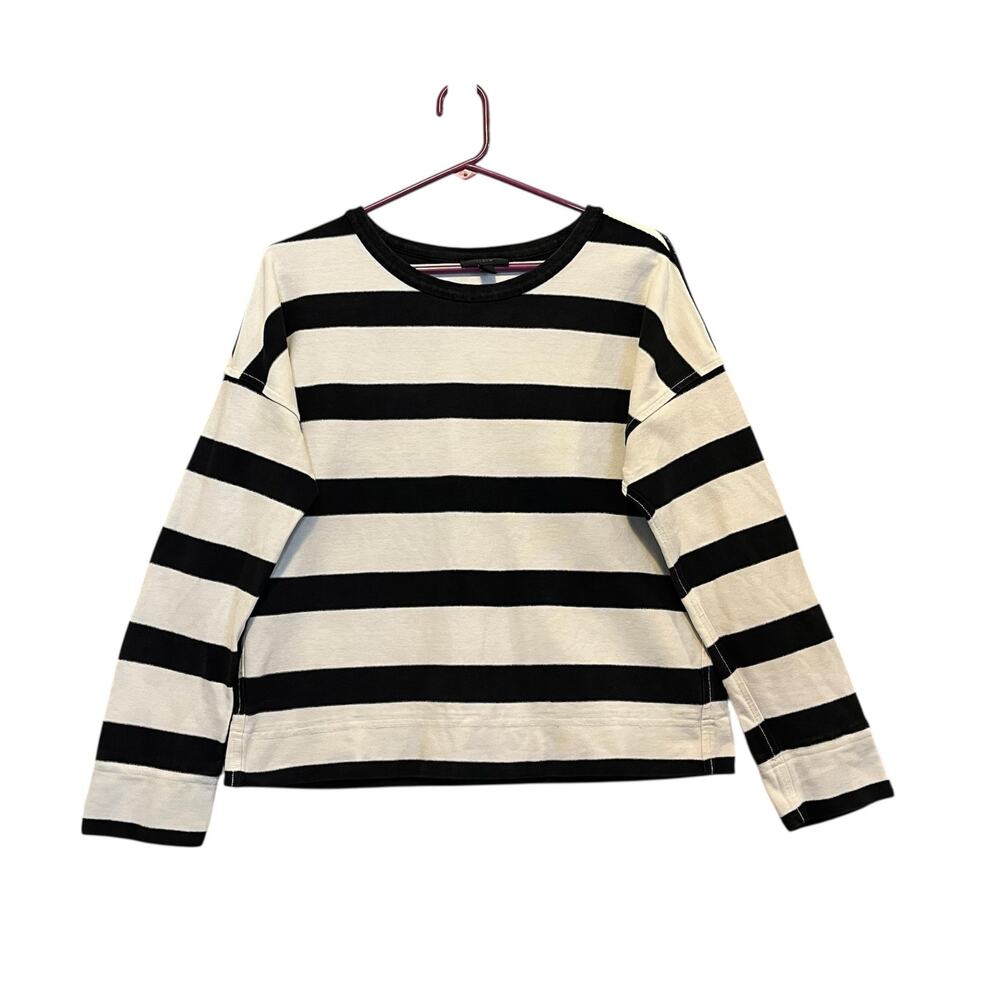 J.Crew Navy & Cream Striped Cotton Top Women's Medium Coastal French Inspired
